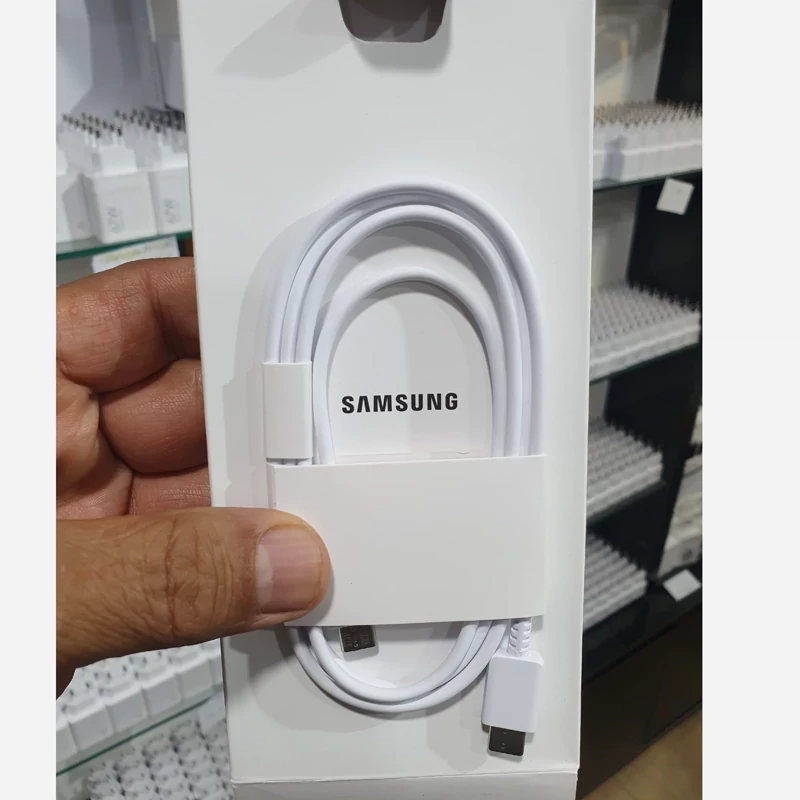 کابل شارژر دو سر تایپ سی اصلی سامسونگ سرکارتنی به همراه کارتن اصلی گوشی تربوشارژر صددرصداورجینال